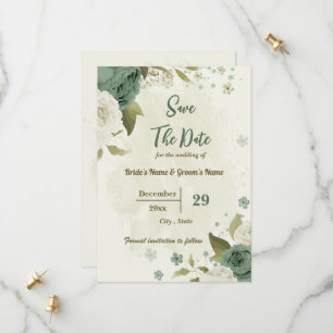 Reserve A Data casamento botânico com flores verdes brancas e sáb