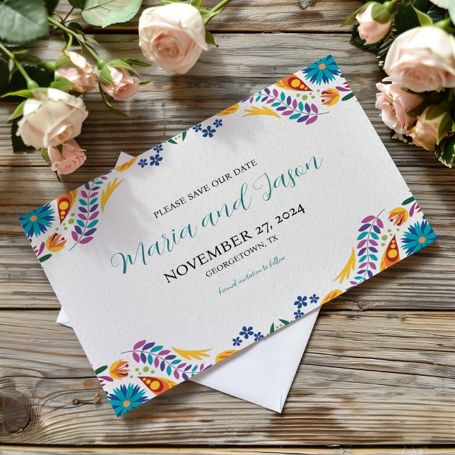 Reserve A Data Casamento Botânico das Flores de Nuestra Mexicana (Mexican Nuestra Boda Flowers Botanical Wedding Save The Date)