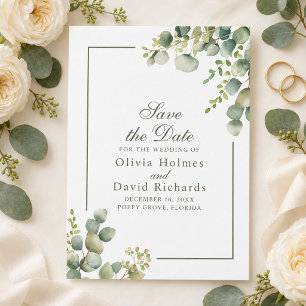 Reserve A Data Casamento Botânico de Eucalipto Elegância Verde