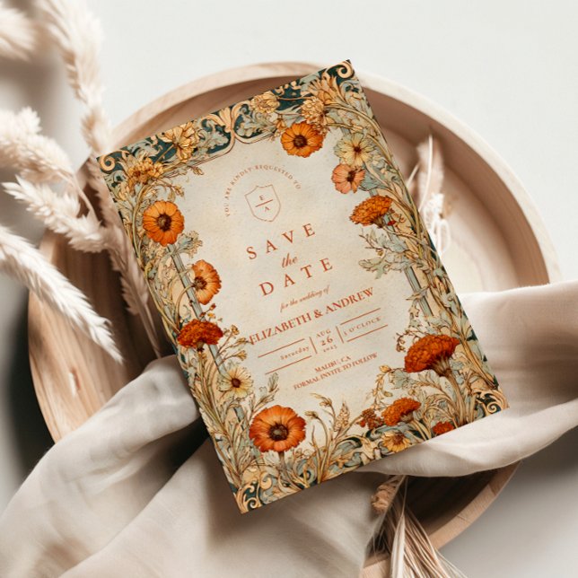 Reserve A Data Casamento Botânico de Flor Silvestre de Outono (Criador carregado)