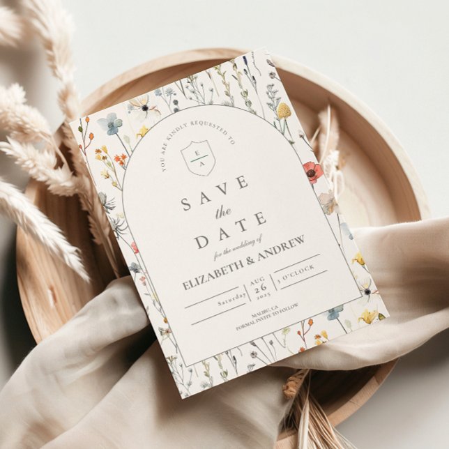 Reserve A Data Casamento Botânico de Flores Silvestres Elegantes (Criador carregado)