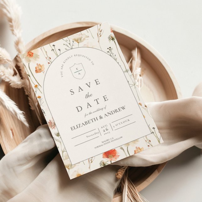 Reserve A Data Casamento Botânico de Flores Silvestres Minimalist (Criador carregado)