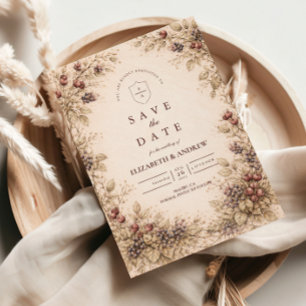 Reserve A Data Casamento Botânico de Frutas Vintage