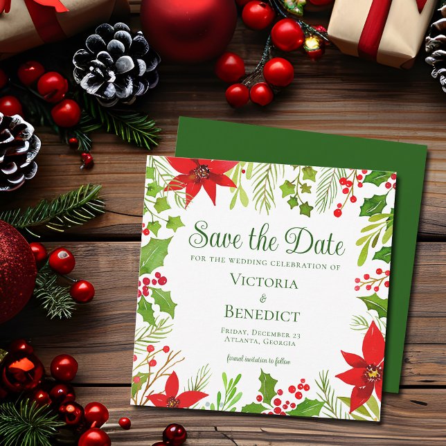 Reserve A Data Casamento Botânico de Natal Verde Festivo (Criador carregado)