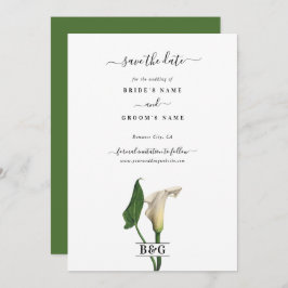 Reserve A Data Casamento Botânico Elegante Calla Lily Green