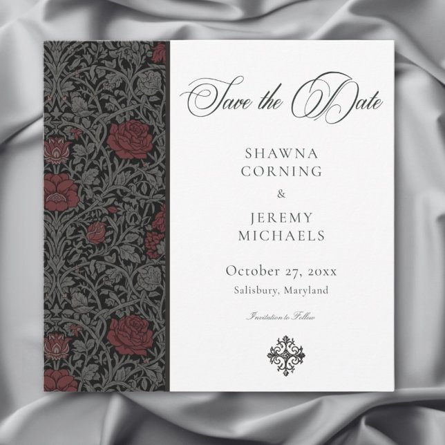 Reserve A Data Casamento Botânico Elegante Vintage Gótica (Elegant Vintage Gothic Moody Botanical Wedding Save The Date)