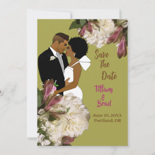 Reserve A Data Casamento Botânico Floral Branco - Salvar a data
