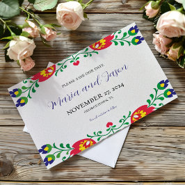 Reserve A Data Casamento Botânico Floral Colorido Fiesta Mexicano