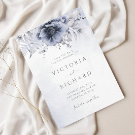 Reserve A Data Casamento Botânico Floral de Dusty Blue Watercolor