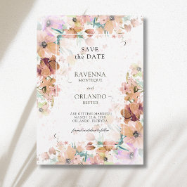 Reserve A Data Casamento Botânico Floral de Romance em Tons Terro