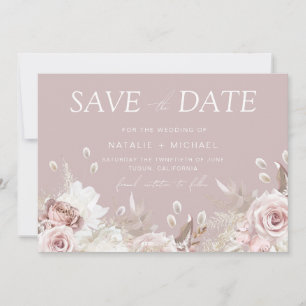 Reserve A Data Casamento Botânico Floral Luxuoso Bege