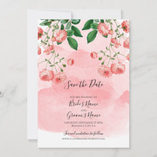 Reserve A Data Casamento Botânico Floral Rosa-Rosa da-Vintage