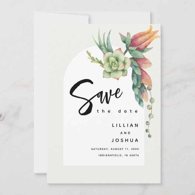 Reserve A Data Casamento Botânico Floral Suculento Boho Moderno (Criador carregado)