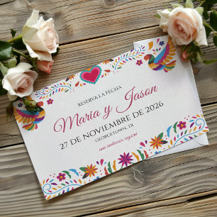 Reserve A Data Casamento Botânico Flores Coloridas Fiesta Espanho