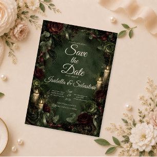 Reserve A Data Casamento Botânico Gótico Mal-humorado
