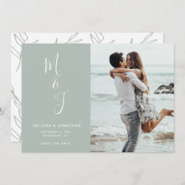 Reserve A Data Casamento Botânico Moderno de Sage Suave Salva A D