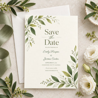 Reserve A Data Casamento Botânico Moderno em Verde Cítrico