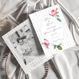 Reserve A Data Casamento Botânico Rosa Francês Chic Romântico