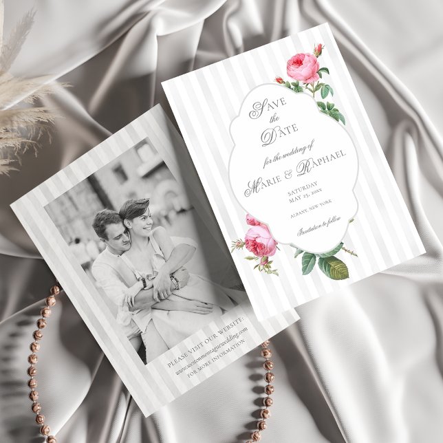 Reserve A Data Casamento Botânico Rosa Francês Chic Romântico (Criador carregado)