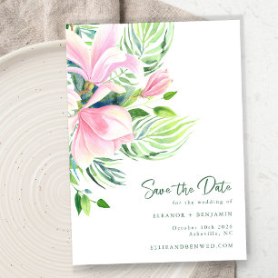 Reserve A Data Casamento Botânico Rosa Verde Magnólia Tropical