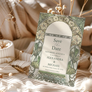 Reserve A Data Casamento Bougainvillea Green Art Nouveau Mucha