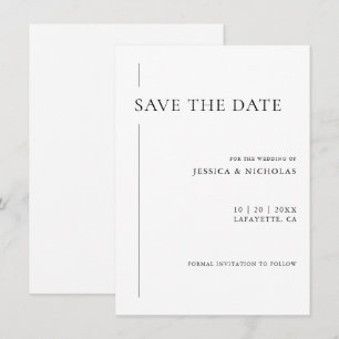 Reserve A Data Casamento Branco e Negro Moderno Elegante