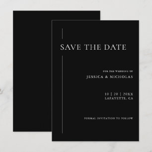 Reserve A Data Casamento Branco e Negro Moderno Elegante