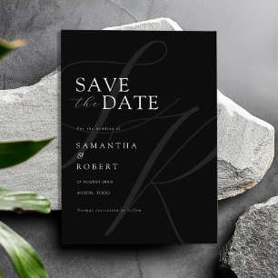 Reserve A Data Casamento branco e preto do monograma minimalista