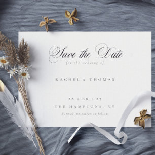 Reserve A Data Casamento Branco Negro do Monograma de Caligrafia 