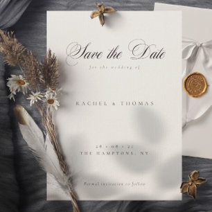 Reserve A Data Casamento Branco Negro do Monograma de Caligrafia