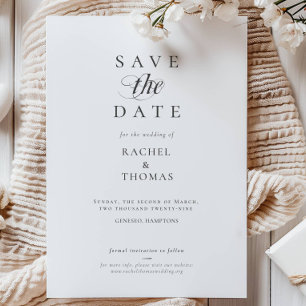 Reserve A Data Casamento Branco Negro do Monograma de Caligrafia 