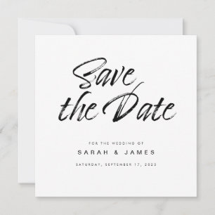 Reserve A Data Casamento branco preto com script minimalista