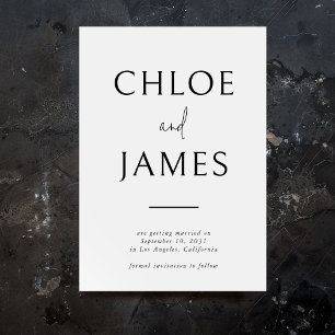 Reserve A Data Casamento Branco Preto com Tipografia Moderna dos