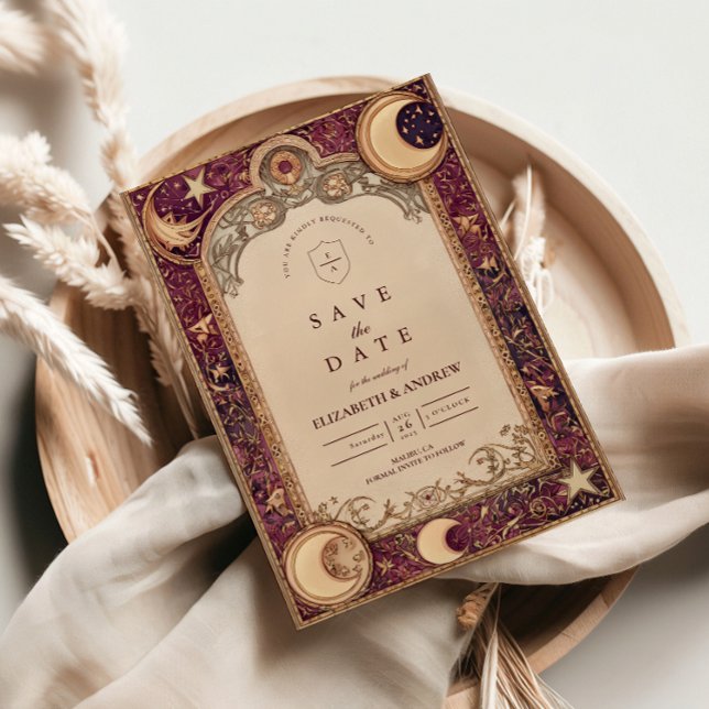 Reserve A Data Casamento Burgundy Celestial Moon (Criador carregado)