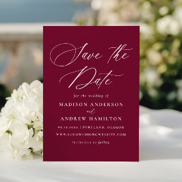 Reserve A Data Casamento Burgundy de Caligrafia Moderna e Elegant
