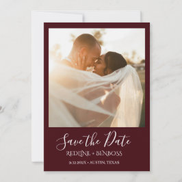 Reserve A Data Casamento Burgundy Elegante Uma Foto