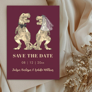 Reserve A Data Casamento Burgundy Temático de Dinossauro Salve a