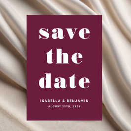 Reserve A Data Casamento Burgundy Tipografia Moderna Salvar Data