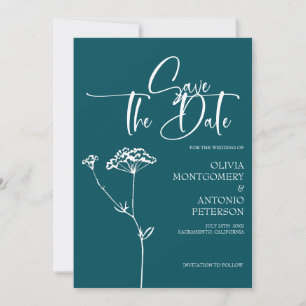 Reserve A Data Casamento Caligrafado Minimalista Moderno em Azul