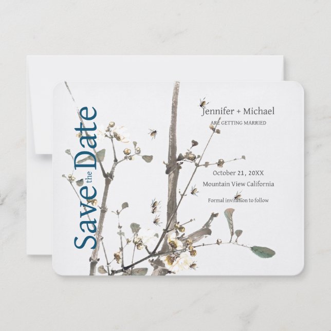 Reserve A Data Casamento Caligrafia Floral  (Frente)