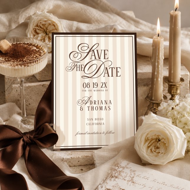 Reserve A Data Casamento Caligrafia Listrada Marfim Marrom Old Mo (Criador carregado)