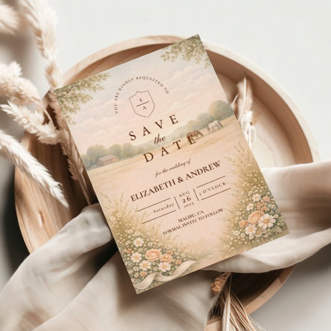 Reserve A Data Casamento Campestre com Pastéis Suaves (Criador carregado)