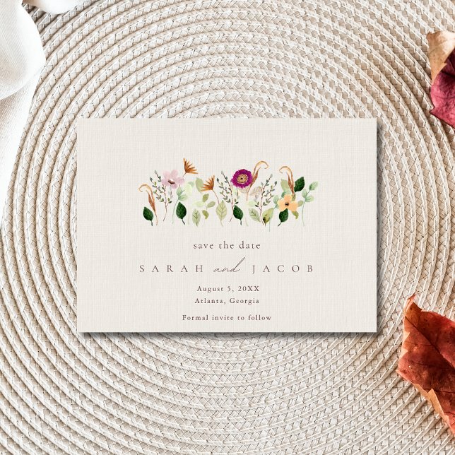 Reserve A Data Casamento Caprichosas Flores Silvestres (Whimsical Wildflowers Wedding Save The Date)