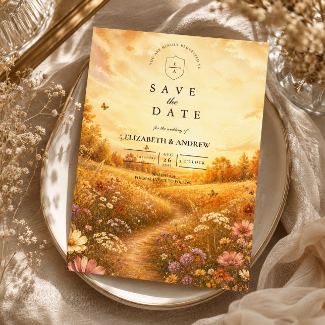 Reserve A Data Casamento Caprichoso de Flores Silvestres de Outon (Criador carregado)