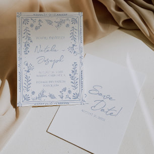 Reserve A Data Casamento Caprichoso Floral Jardim Azul Azure Dese