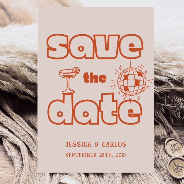 Reserve A Data Casamento Caprichoso Foto Retro Rabisco Desenhado  (Criador carregado)