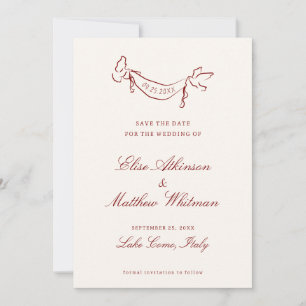 Reserve A Data Casamento Caprichoso Ilustrado a Vermelho