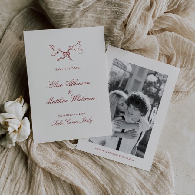 Reserve A Data Casamento Caprichoso Ilustrado de Vermelho  (Criador carregado)