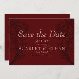 Reserve A Data Casamento Cardíaco Vermelho Elegante Gótico Modern