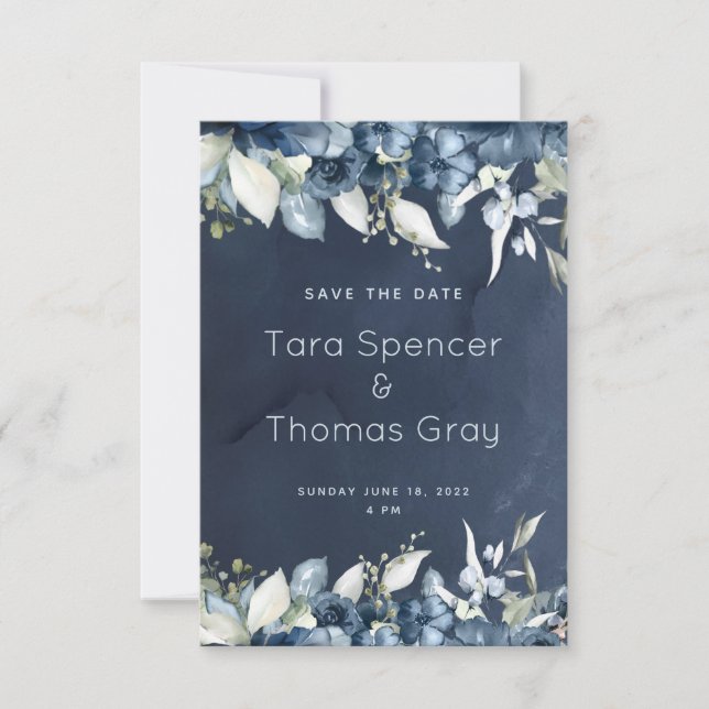 Reserve A Data Casamento Cascading Marinho Peony (Frente)